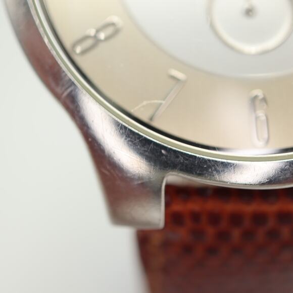 Skagen Men Two Tone Slim Swiss Parts 38mm Watch Brown Lizard Leather New Battery - Picture 7 of 16